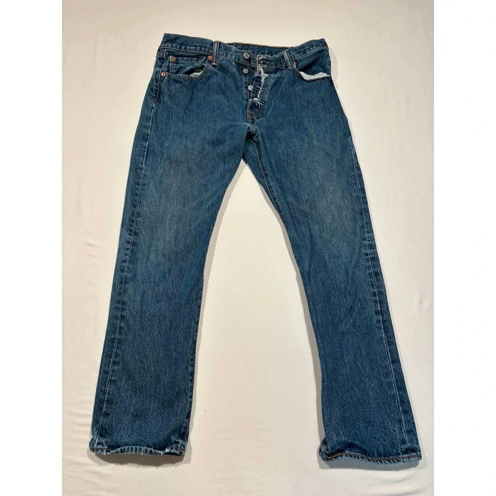 Levis 501 Original Fit Mens Jeans 33x30 Blue Denim Button Fly Straight Leg